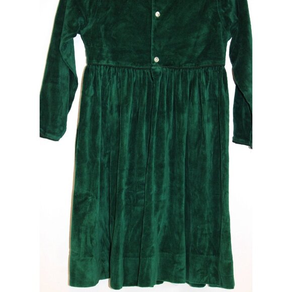 Kelly's Kids Green Velvet Dress sz 6X Lined Button SImple Formal Picture Holiday - Picture 6 of 6